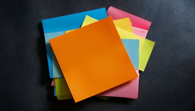 colorful sticky notes arranged on a surface each with a vibrant hue and offering a spot for ideas and messages