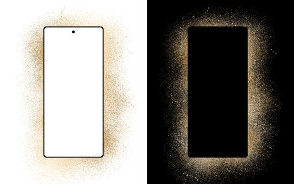Gold Glowing Smartphone Screen Mockup Frame Isolated Transparent PNG