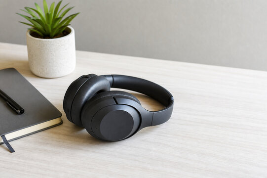 Noise Reducing Headphones on an Organized Desk