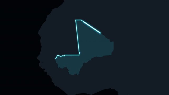 World Map Zoom Animation Highlighting Mali with Glowing Outline