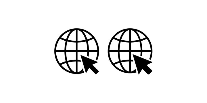 Two black globes with cursors indicating internet connection or web browsing.