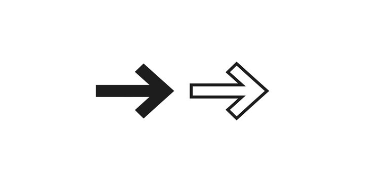 Solid black and outlined white arrow icons pointing right, useful for navigation and user interface design.