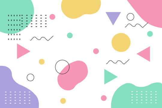 Abstract Pastel Color Memphis Style Geometric Background