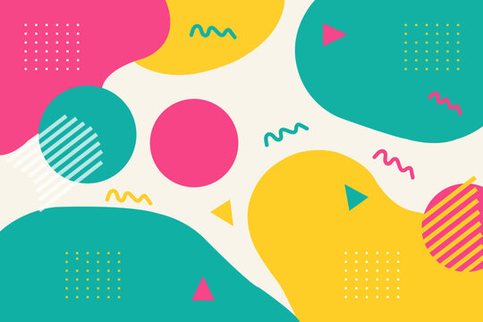 Abstract Vibrant Memphis Style Colorful Geometric Background