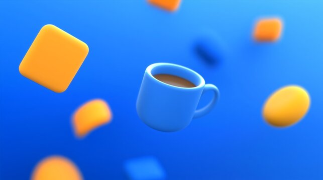 Floating coffee cup implies a break