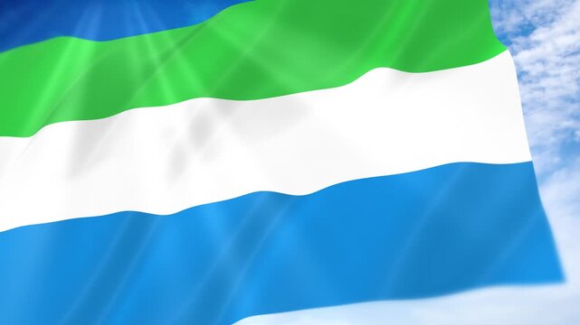 Sierra Leone Flag Seamless Loop 4k 60fps on Sky Background