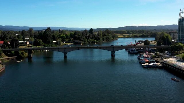 City of Valdivia Chile seen from aerial view drone
