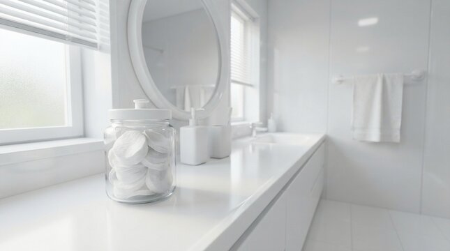 Glass jar with cotton pads
