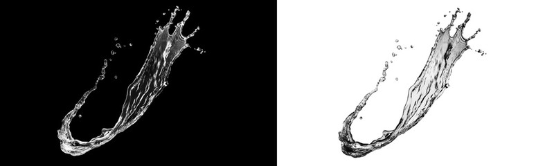 Dynamic Water Splash Art on Black and White Backgrounds - Isolated Liquid Motion Design © CDW DESIGN