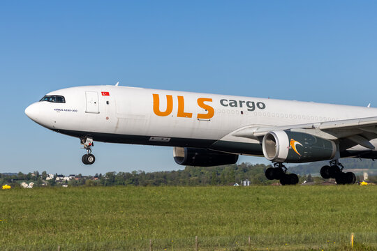 ULS Cargo Airlines Airbus A330-300P2F airplane at Zurich airport in Switzerland