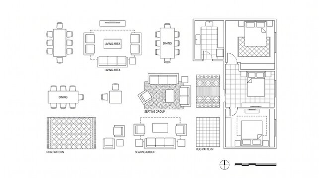 Minimalist architectural floor plan showcasing elegant furniture layouts, spatial harmony, and modern interior design arrangements&hellip;