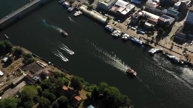 City of Valdivia Chile seen from aerial view drone
