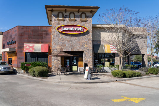 Pearland, Texas, USA - March 1, 2022: A Jason's Deli restaurant on Broadway St in Pearland, Texas, USA. Jason's Deli is a popular fast casual restaurant chain. 