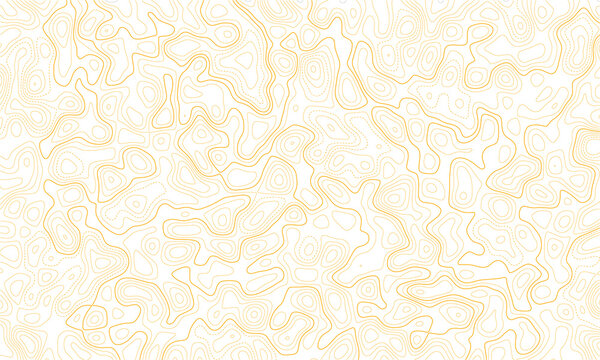 Abstract yellow topographic map lines on transparency checkerboard background for cartography design projects.