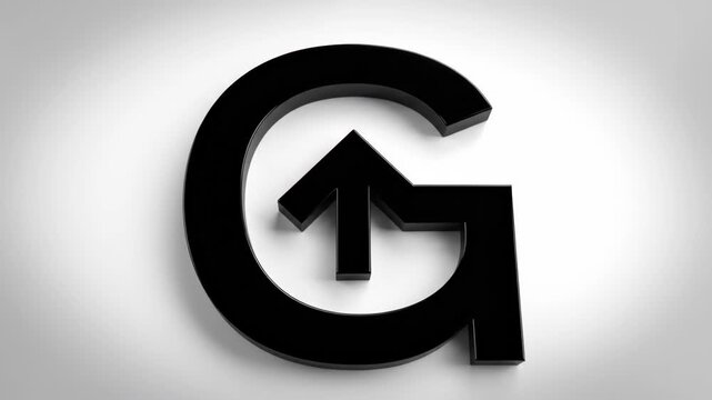 Close up of a glossy black metallic letter C.