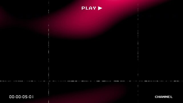 Retro VHS light leaks transition featuring magenta and pink glowing flares with analog on screen display elements including play text and timecode on a black background for video editing