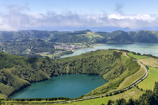 Azores Sete Cidades on Sao Miguel island volcanic lake in Portugal