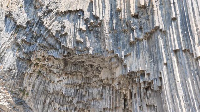 Close-up of basalt columnar joint formations
