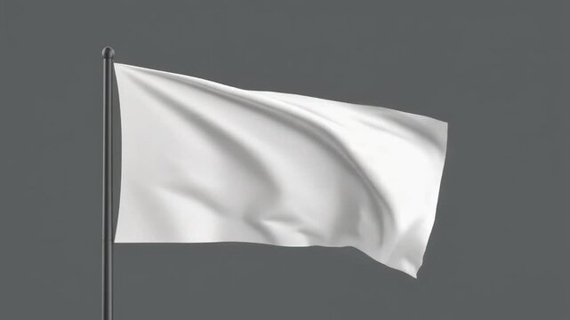   
White fabric waves softly, surrender whispers, peace breathes gently across gray horizon&rsquo;s quiet expanse.