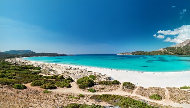 Beautiful Beach Scene At Lu Impostu With Crystal Clear Turquoise Waters And White Sandy Beaches Lu Impostu Sardinia