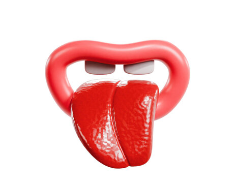 3d lips icon with stylised tongue, transparent background