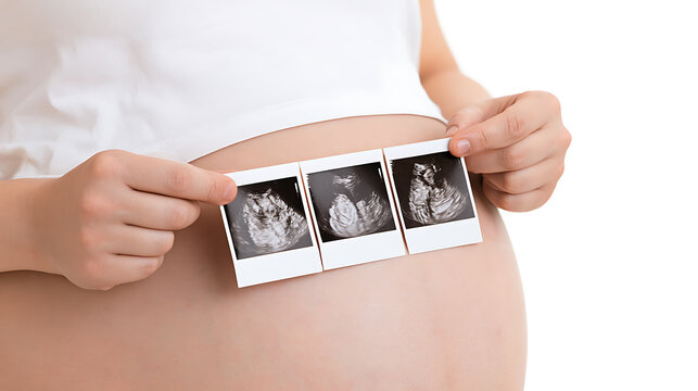 A expectant mother's tender embrace of her baby's ultrasound images, symbolizing new life, anticipation, and the journey of parenthood