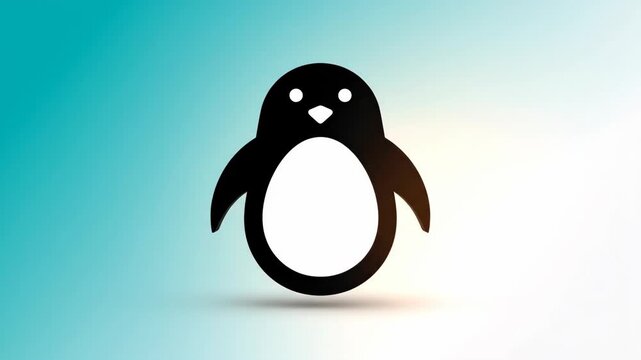Minimalist black and white penguin icon.