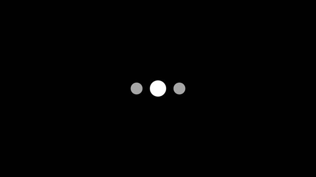 Dark mode typing indicator pulsing white dots seamless loop 4k AI assistant chat motion graphics overlay