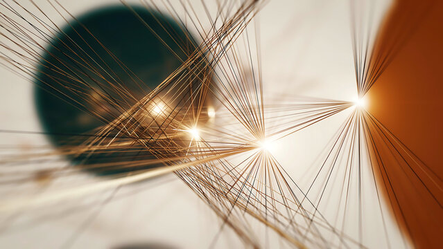 Abstract futuristic fiber optic light rays and geometric patterns with abstract technology geometric communication internet transmission electronic infrastructure information connectivity