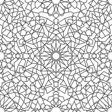 Intricate Black and White Islamic Mandala Geometric Pattern