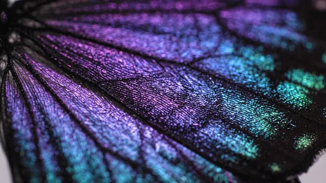 Iridescent blue butterfly wing macro pattern detail