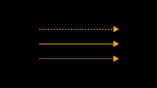 Yellow Arrow Direction Lines Animation with Dashed and Solid Pointers