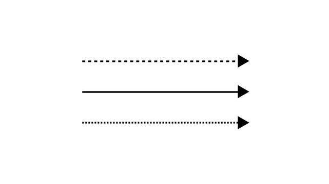 black Arrow Direction Lines Animation with Dashed and Solid Pointers