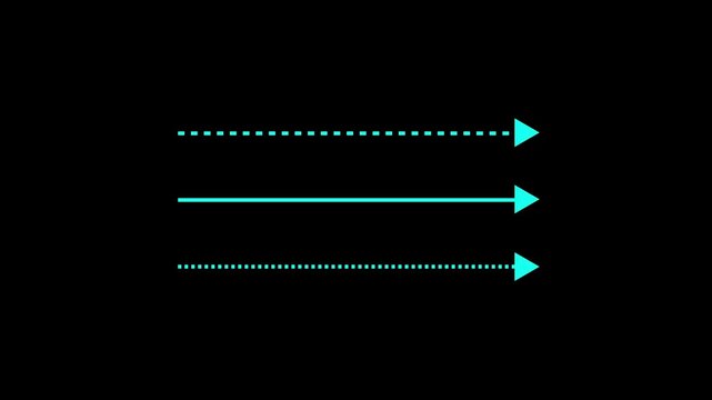 cyan Arrow Direction Lines Animation with Dashed and Solid Pointers