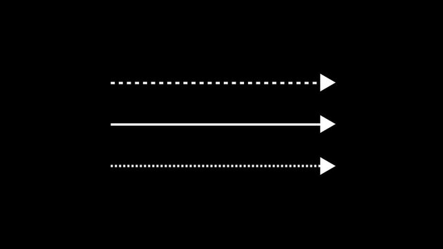 white Arrow Direction Lines Animation with Dashed and Solid Pointers