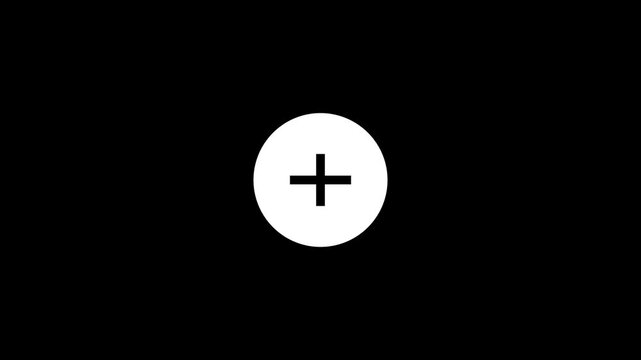 Gold Plus Sign Add Button Icon Animation on Black Background