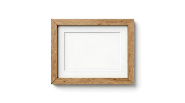 A realistic wooden picture frame with a white mat board and empty space for custom photos or artwork.