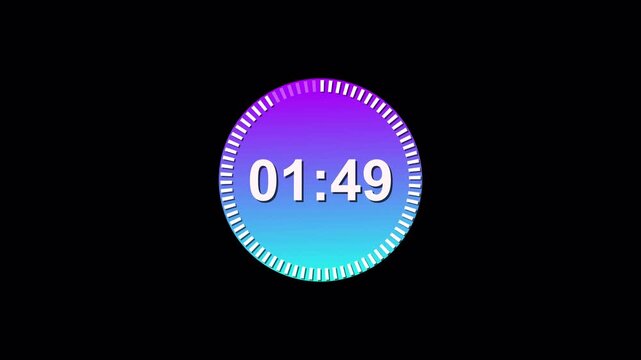 2 minute countdown timer complete in one minute , two minute countdown with alpha channel.