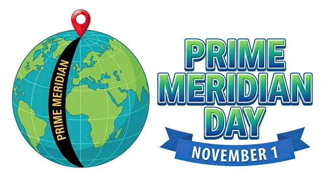 International Prime Meridian Day Typography Banner with Planet Earth Illustration
