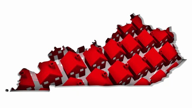 Kentucky KY State Map Homes Houses Construction New Neighborhoods Suburbs 3d Animation