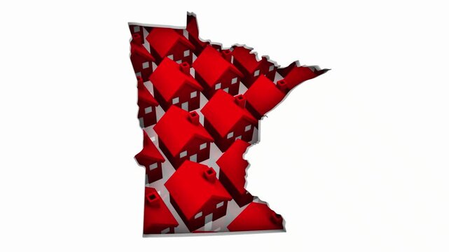 Minnesota MN State Map Homes Houses Construction New Neighborhoods Suburbs 3d Animation