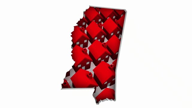 Mississippi MS State Map Homes Houses Construction New Neighborhoods Suburbs 3d Animation