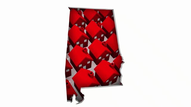Alabama AL State Map Homes Houses Construction New Neighborhoods Suburbs 3d Animation