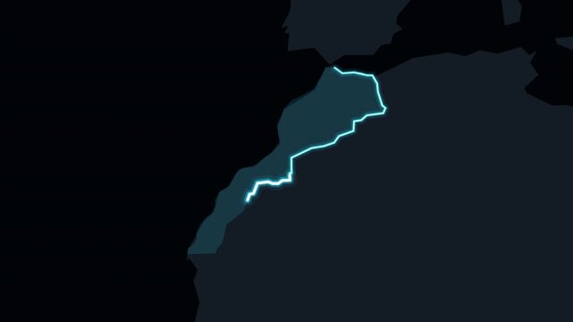 World Map Zoom Animation Highlighting Morocco with Glowing Outline