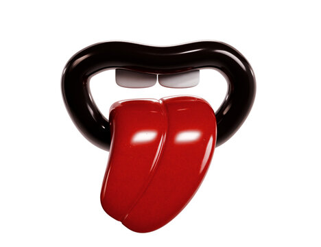 3d lips icon with stylised tongue, transparent background
