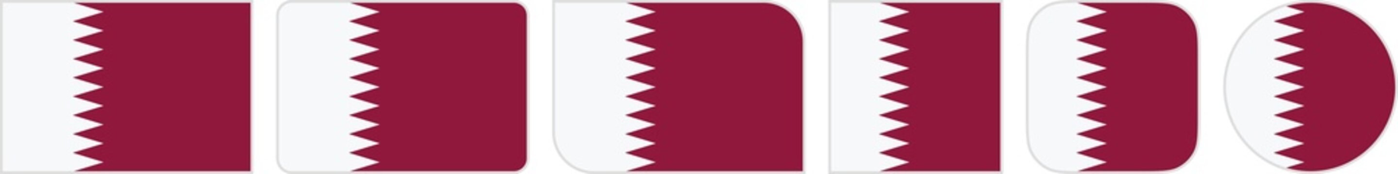 Qatar flags clipart icon set in circle square rectangle rounded squircle and round diagonal corner shapes with border on transparent background