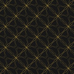 Fototapeta premium Luxury Gold Floral Line Pattern on Dark Background