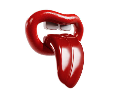 3d lips and tongue icon on transparent background