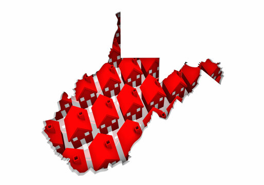 West Virginia WV State Map Homes Houses Construction New Neighborhoods Suburbs 3d Illustration