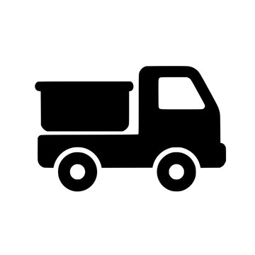 Black delivery truck silhouette icon vector illustration isolated on white background for logistics transportation and shipping service design